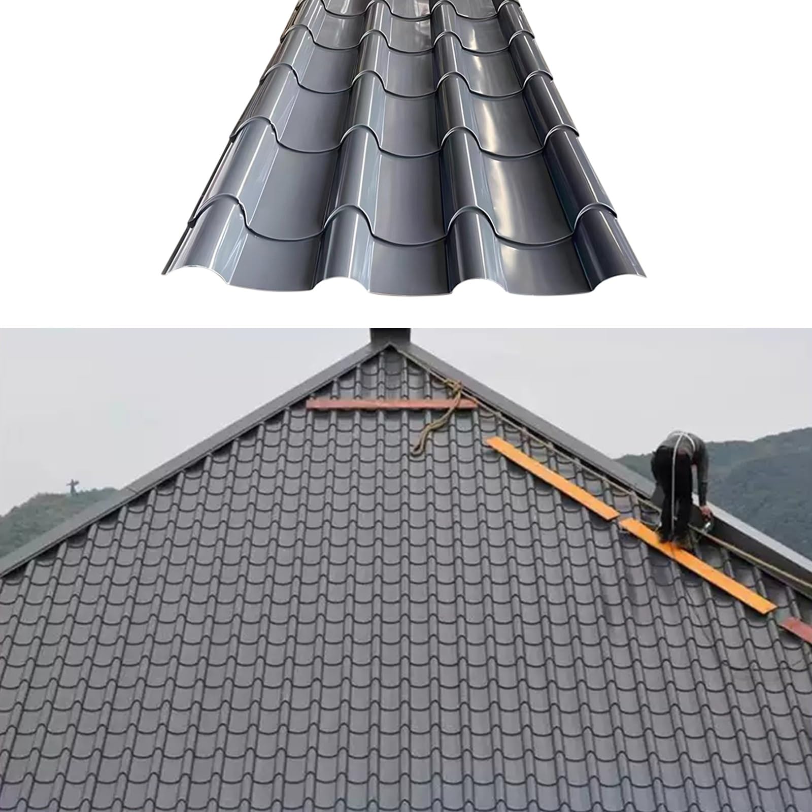 Tejas de techo de aluminio resistente, paneles de techo de metal corrugado para casa, villa, cenador, cobertizo, almacenamiento al aire libre
