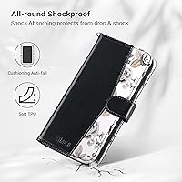 Vista 7 de ULAK Compatible con iPhone 12 Pro Max Funda Cartera con Portarjetas, Funda de Cuero PU con Soporte Plegable Ranuras para Tarjetas Correa de Muñeca