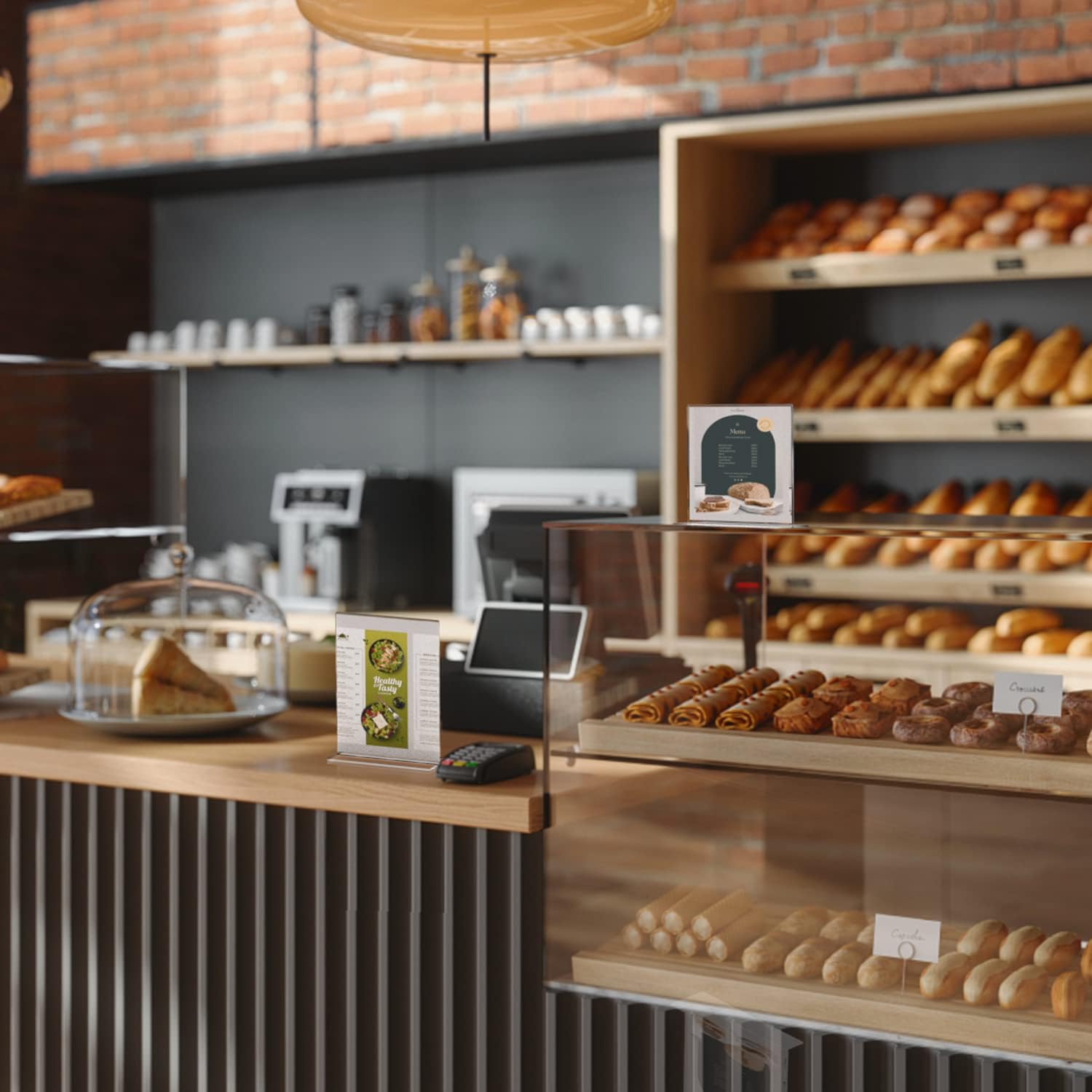 MaxGear Acrylic Sign Holder 8.5 x 11 inches 6 Pack, Clear Table Top Ad Paper Display Stand Double Sided Picture Frame, Upright Menu Holder Plastic Sign Holders for Office, Store, Restaurants : Office Products