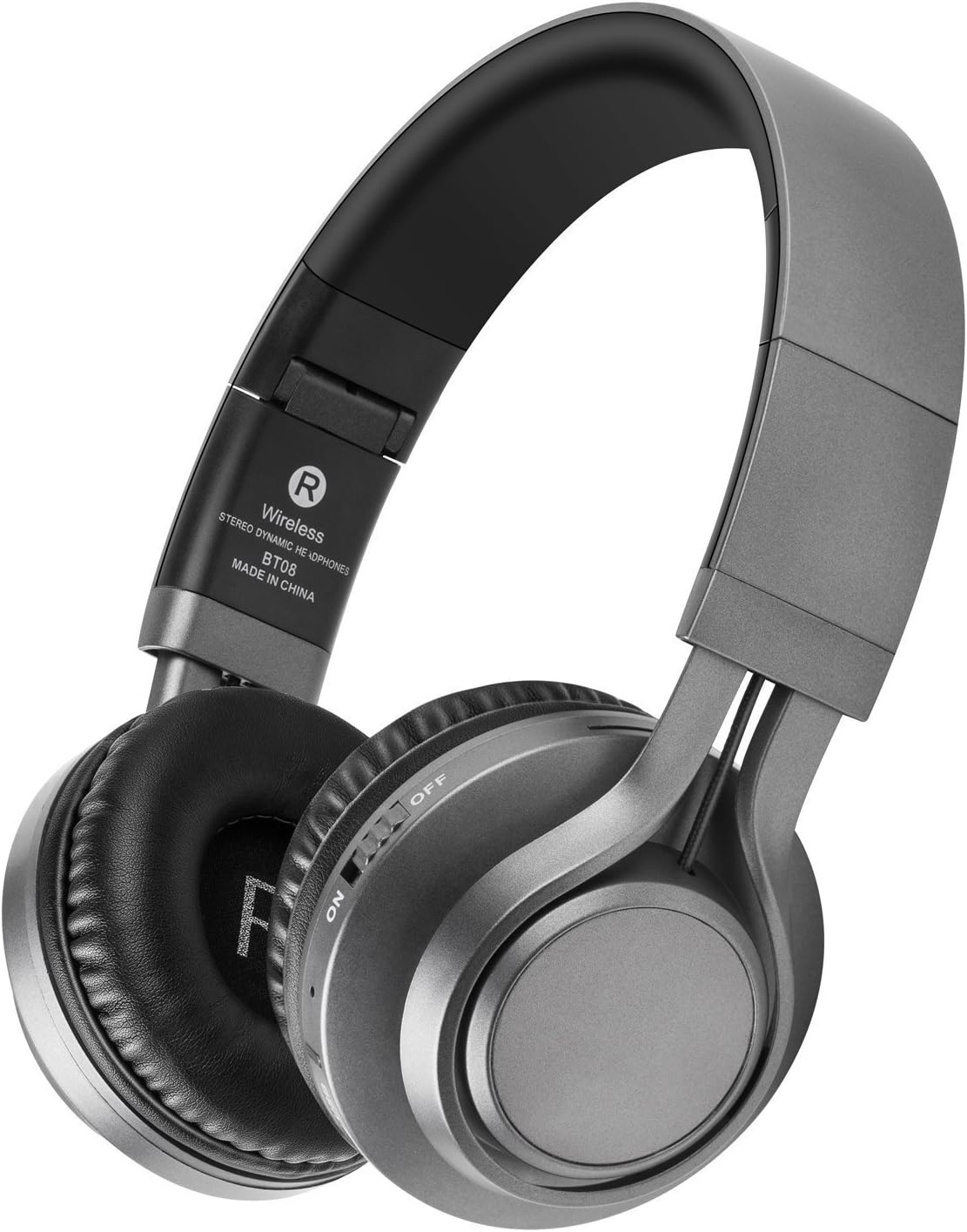 BT-08 Wireless Bluetooth Headphones with Microphone, Over Ear , HD Stereo Rechargeable Headsets with Volume Control, Foldable, Adjustable, Lightweight, Wireless&Wired for PC, SmartPhones (Black Grey)