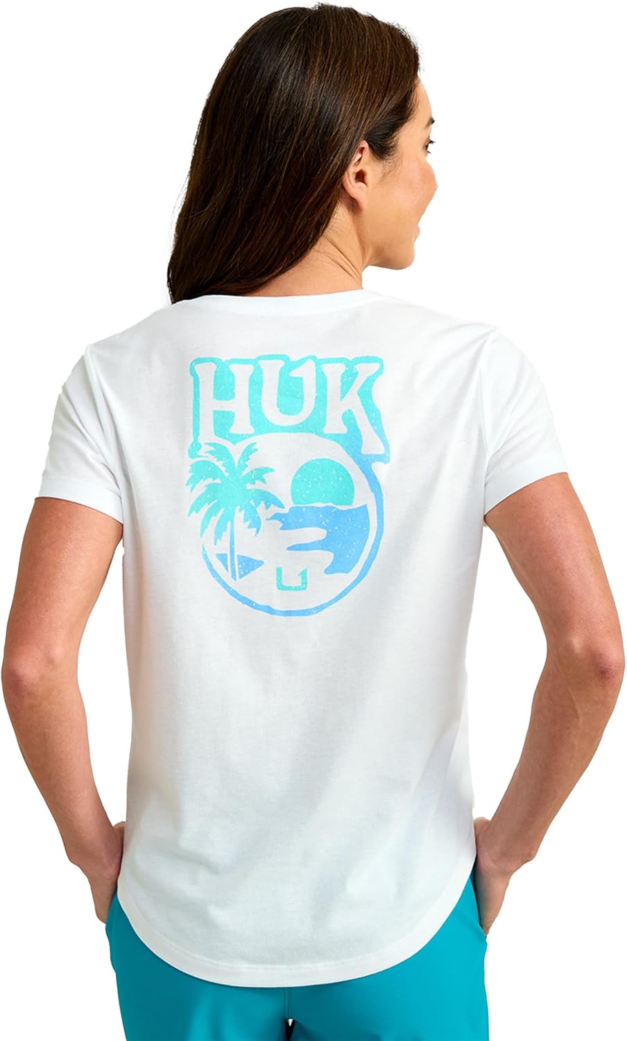 HUK Women's Short Sleeve V-Neck Tee, Fishing T-Shirt for Women