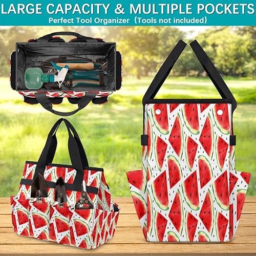 Miniatura 4 de Summer Watermelons Garden Tool Tote Bag for Women Men Gardening Tool Storage Bags with 10 Pockets Standable Garden Home Tool Kits Organizer for