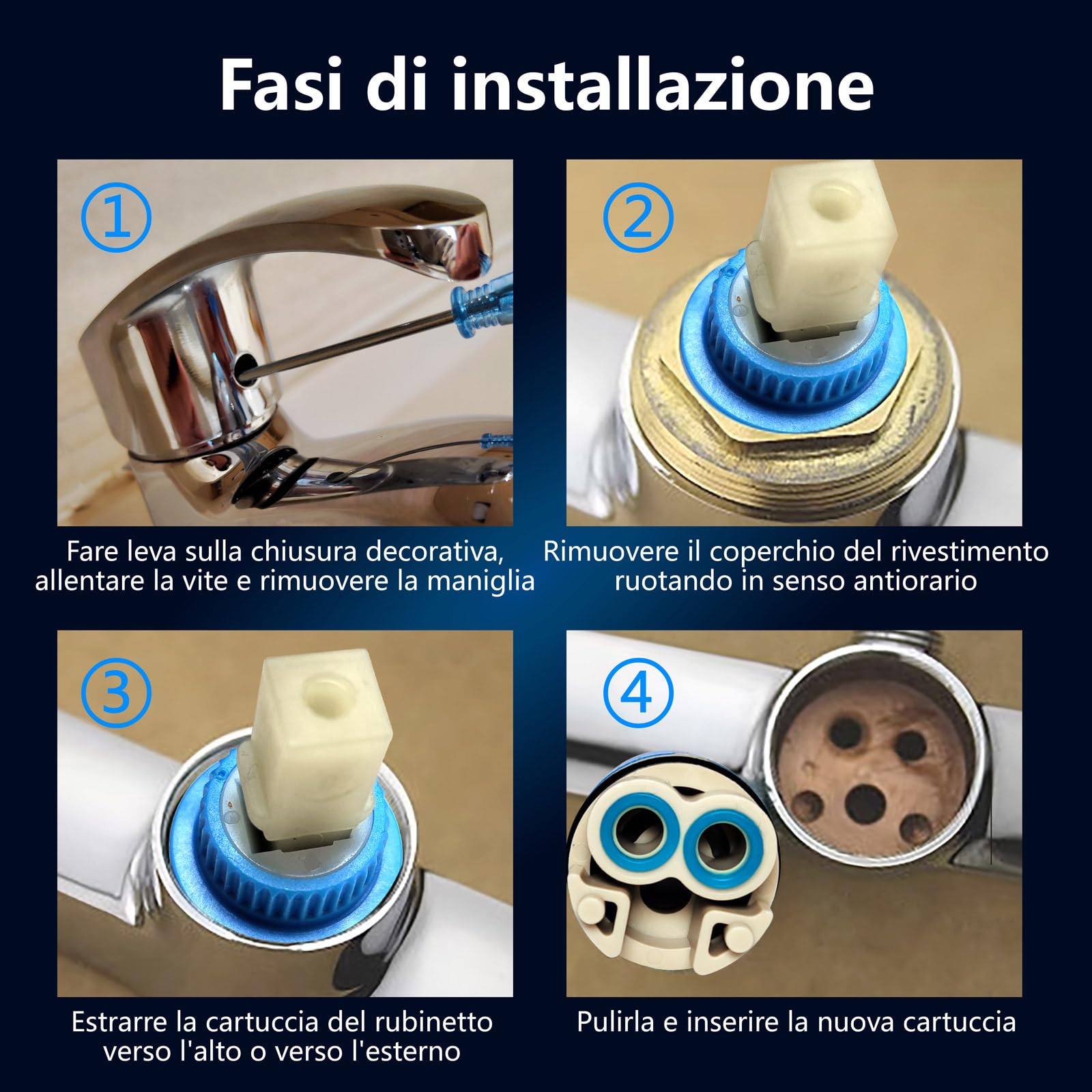 25 mm sostituzione cartuccia rubinetto in ceramica, cartucce in ceramica singola maniglia, valvola cartucce disco in ceramica per lavello cucina bagno doccia
