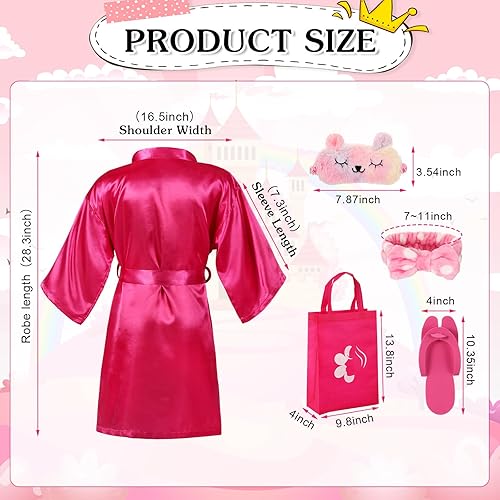 Miniatura 3 de Suhine 75 piezas de suministros de fiesta de spa para niñas, fiesta de pijamas, regalos de niña, incluye 6 batas de satén, 6 bolsas de mano, 6