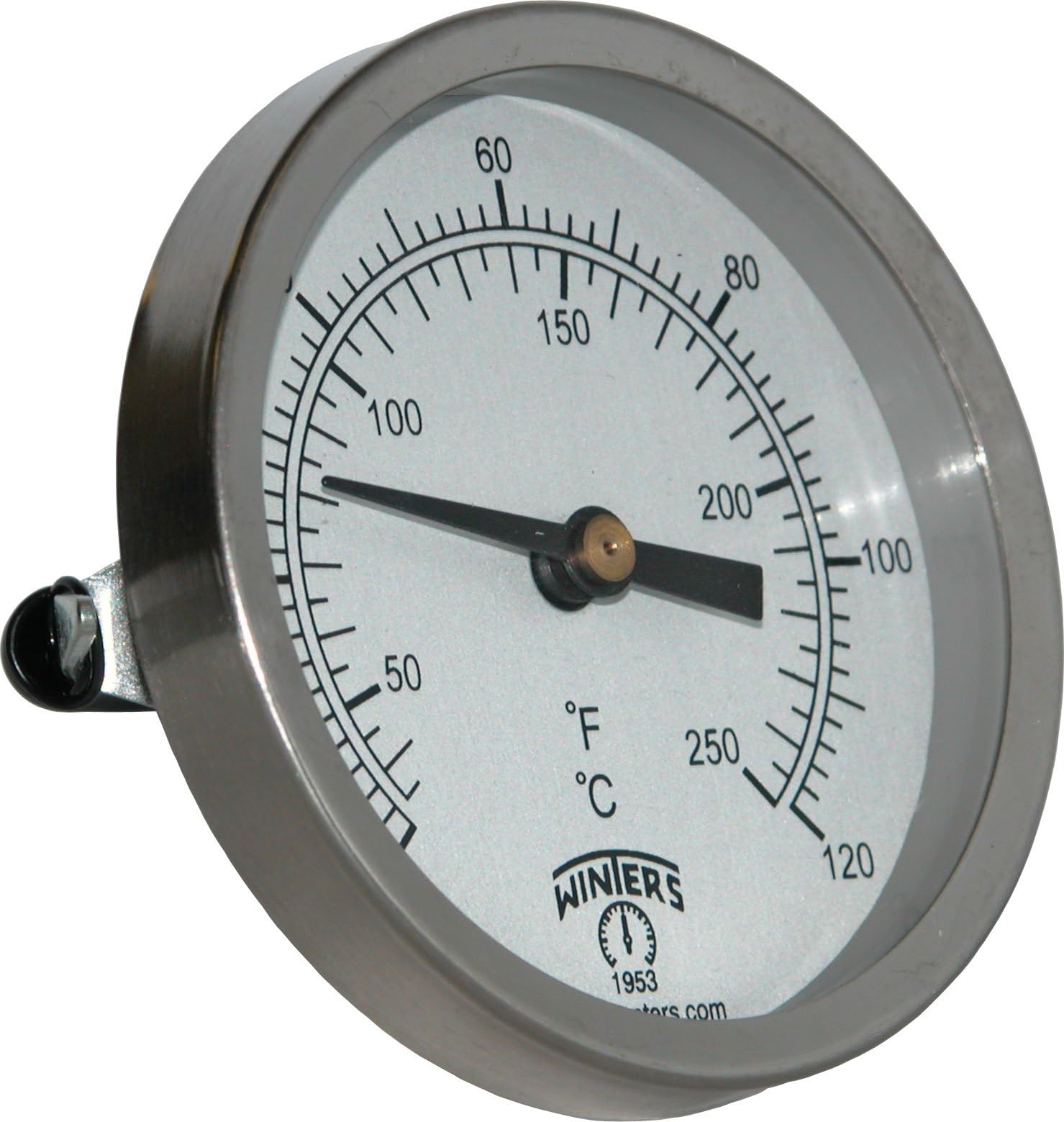 Winters TCT Series Dual Scale Mild Steel Clamp-On Thermometer, 2-1/2" Dial, 30-240 F/C Range