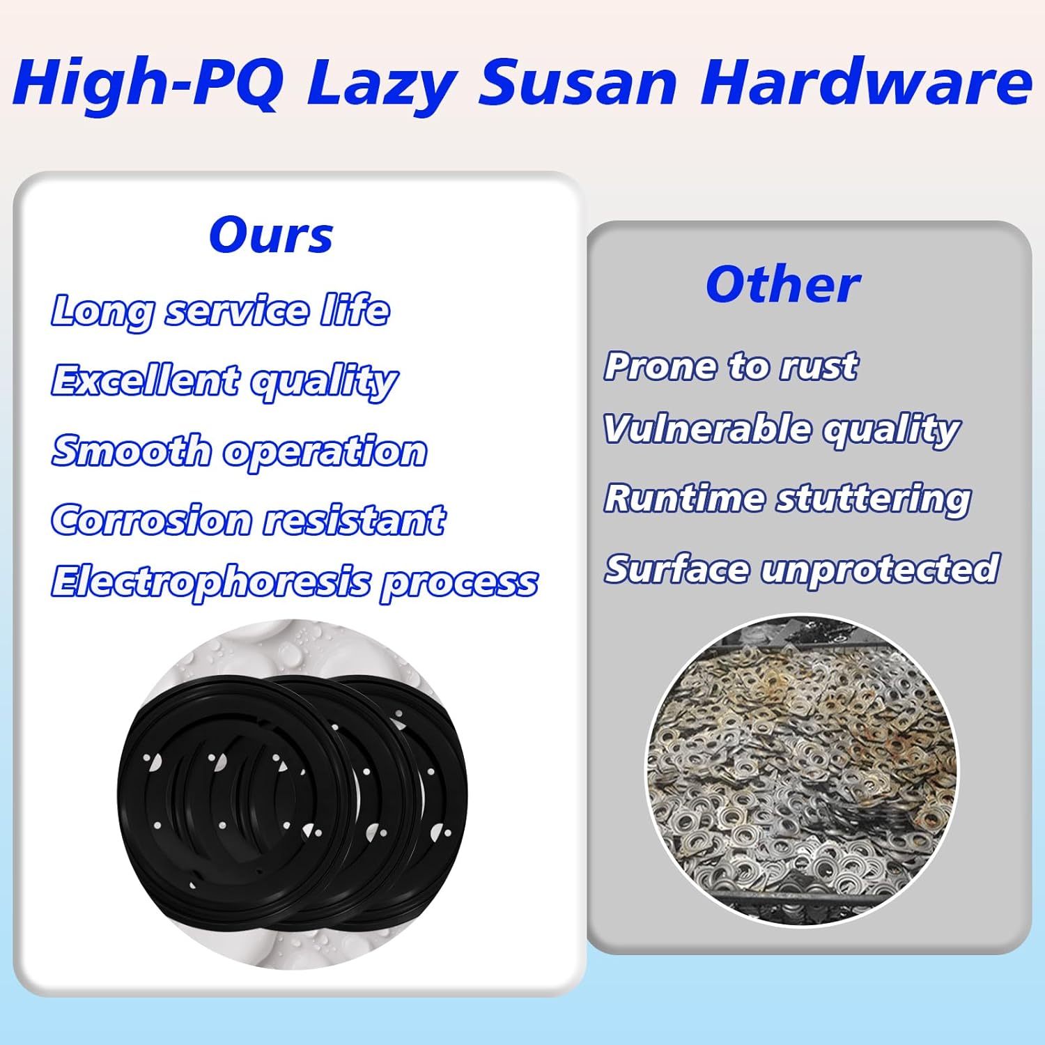 6 Packs 12'' Lazy Susan Hardware, Heavy Duty 5/16''Thick Turntable Bearing Swivel Pate for Rotating Table, Book Case, Serving Tray, Corner Shelves, Kitchen, DVD Tower, Shoe Rack, Black