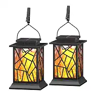 Solar Lanterns Outdoor Waterproof, Upgraded Flickering Flame Hanging Solar Lantern Lights for Outside, Outdoor Hanging Lantern for Yard Garden Table Decor