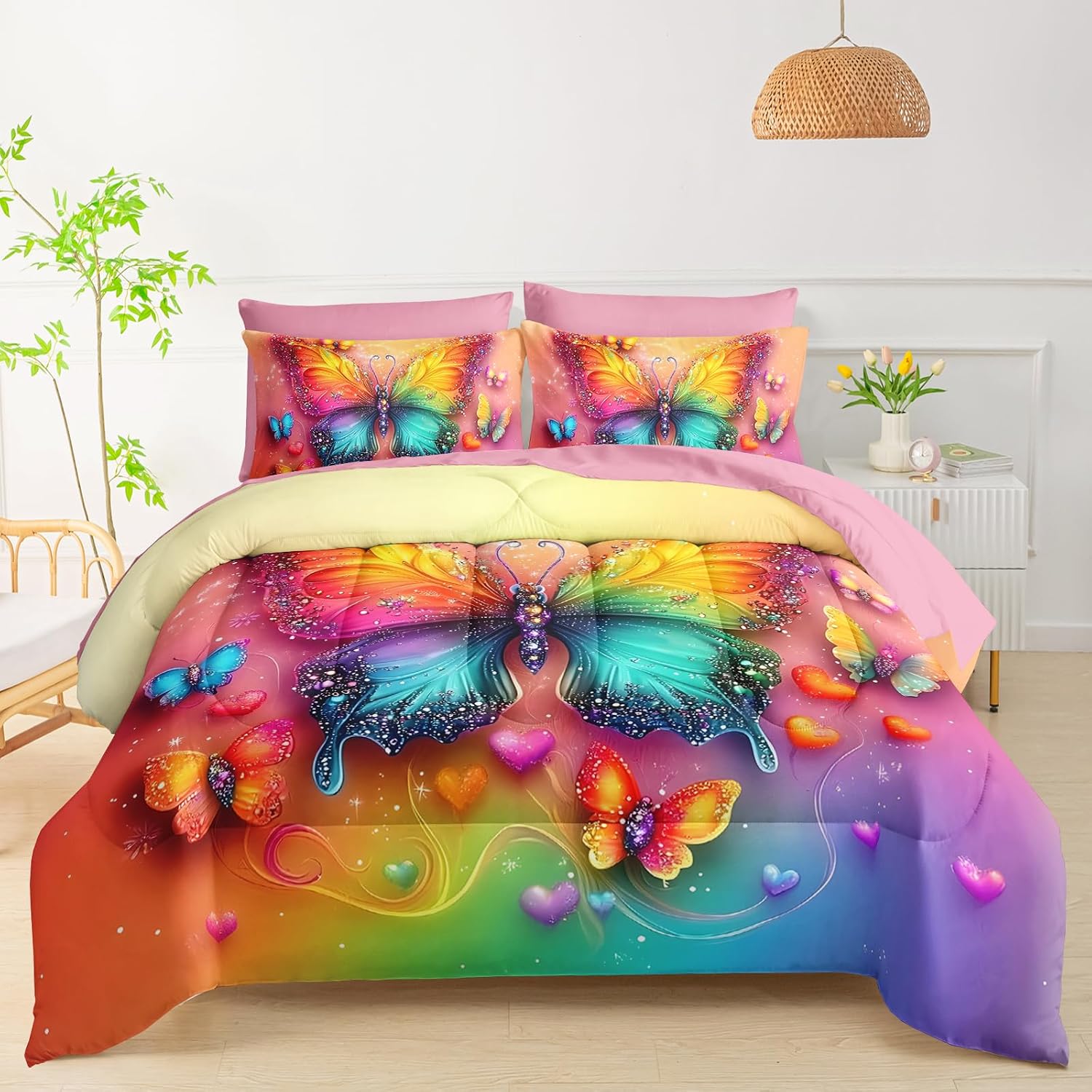 QOOMO 7 Pieces Graffiti Football Comforter Set Twin Size