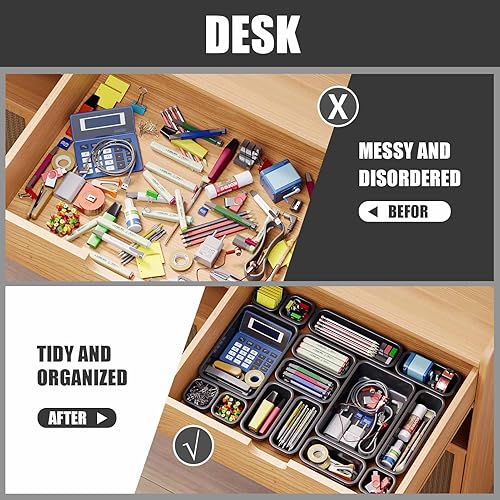 Miniatura 7 de Famhap 16pcs Desk Drawer Organizers, Versatile Bathroom and Vanity Drawer Organizer Trays, Storage Bins for Makeup, Bedroom, Kitchen Gadgets