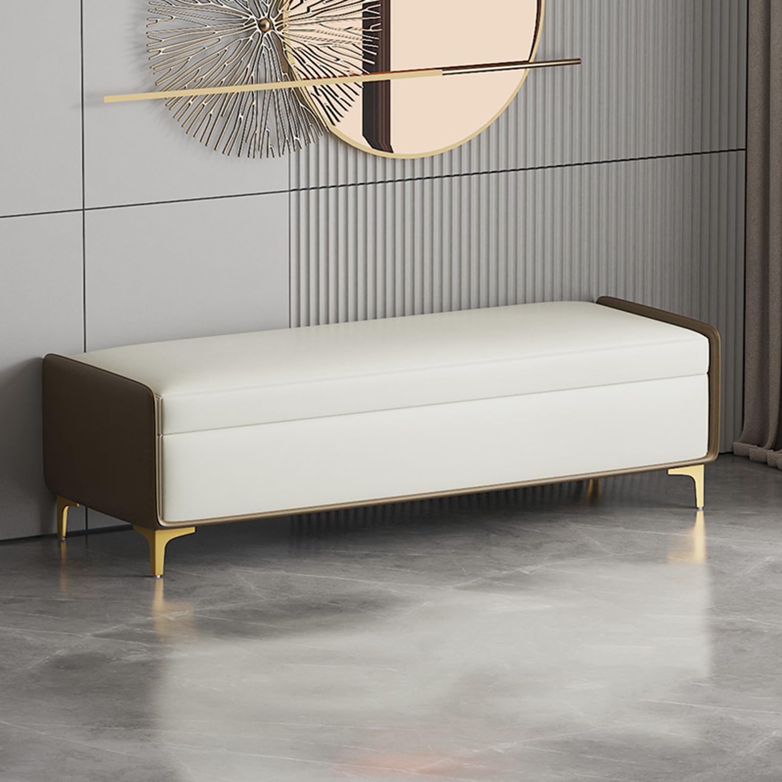 Banc de rangement en similicuir de qualité supérieure avec assise rembourrée