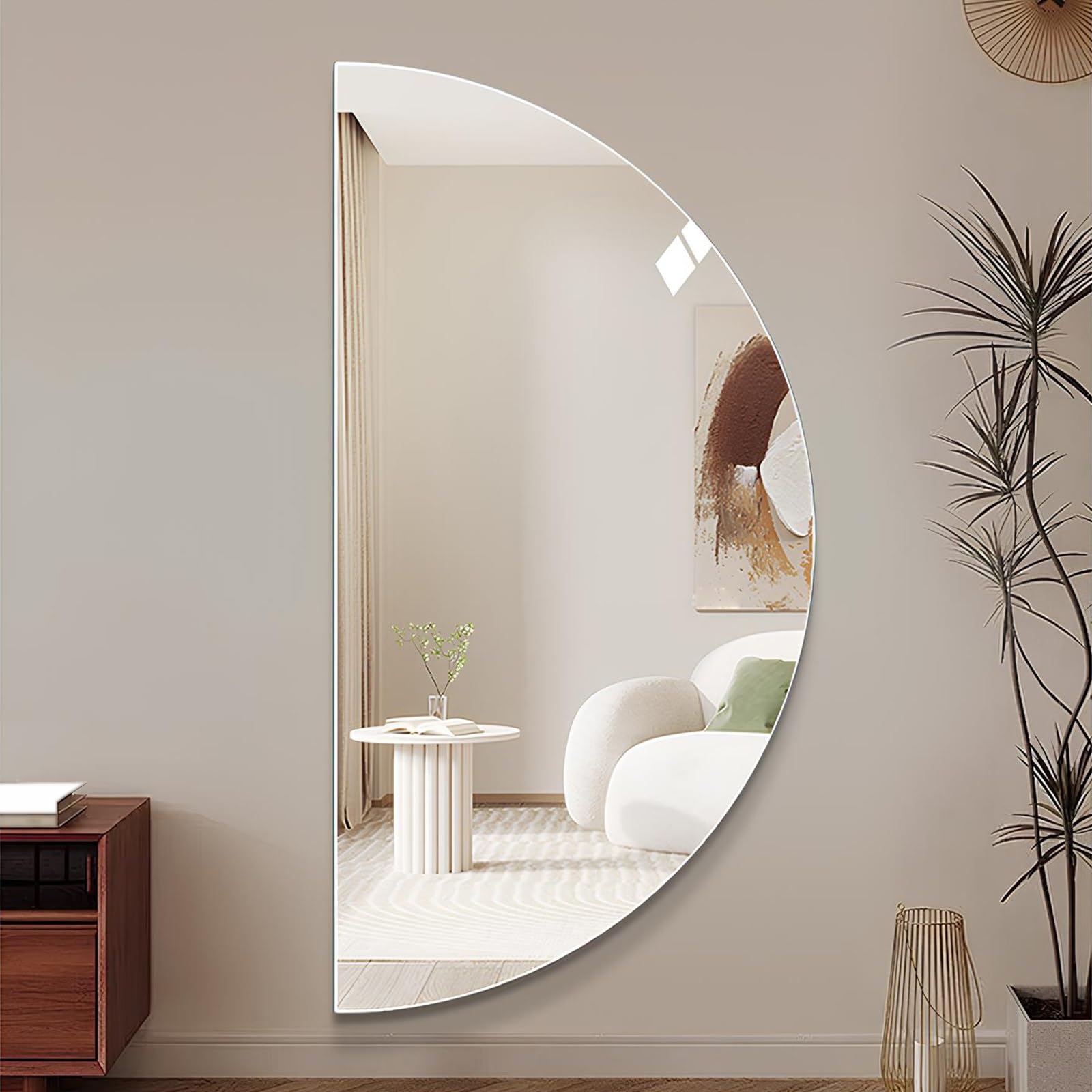 Specchio da Trucco Semicircolare da 40 * 80 Cm per Camera da Letto Ingresso Soggiorno Specchio da Bagno Antideflagrante Senza Cornice Impermeabile da Appendere(40 * 80cm/15.75 * 31.5in)