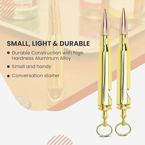 Miniatura 3 de Fairly Odd Novelties FON-10291-6 50 Cal - Abridor de botellas con llavero de alambre, 6 unidades, tamaño único, dorado