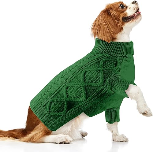 ALAGIRLS Suéter de Navidad para perros pequeños de invierno, ropa de gato, abrigos de punto de cuello alto, ropa fea de Navidad para niñas, gatitos,