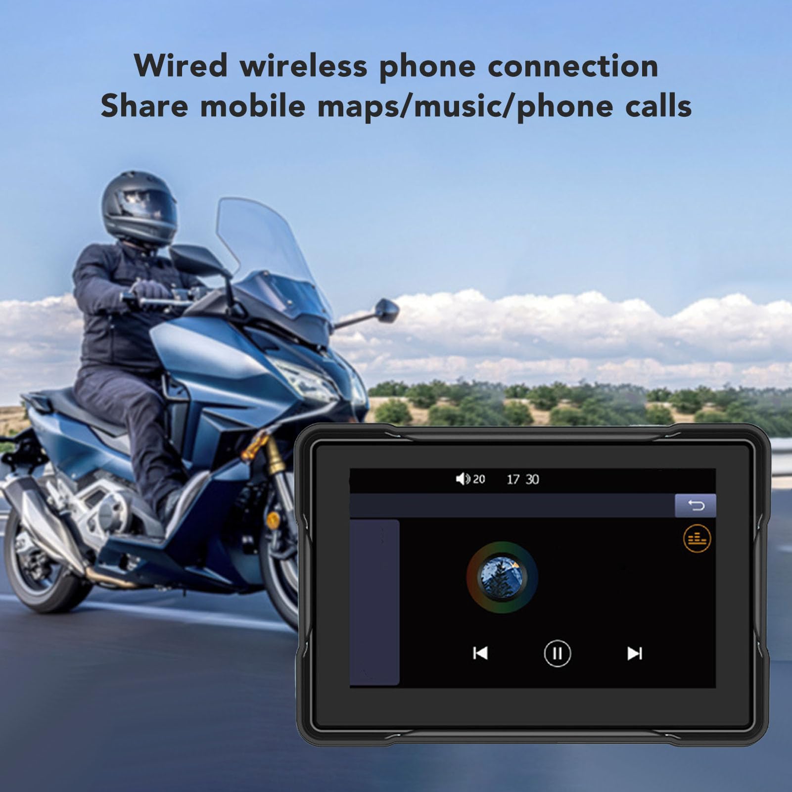 Navigatore GPS per Moto Doppio Resistente All'acqua Touchscreen IPS 5 Pollici Stereo per Moto per Auto (con DVR)