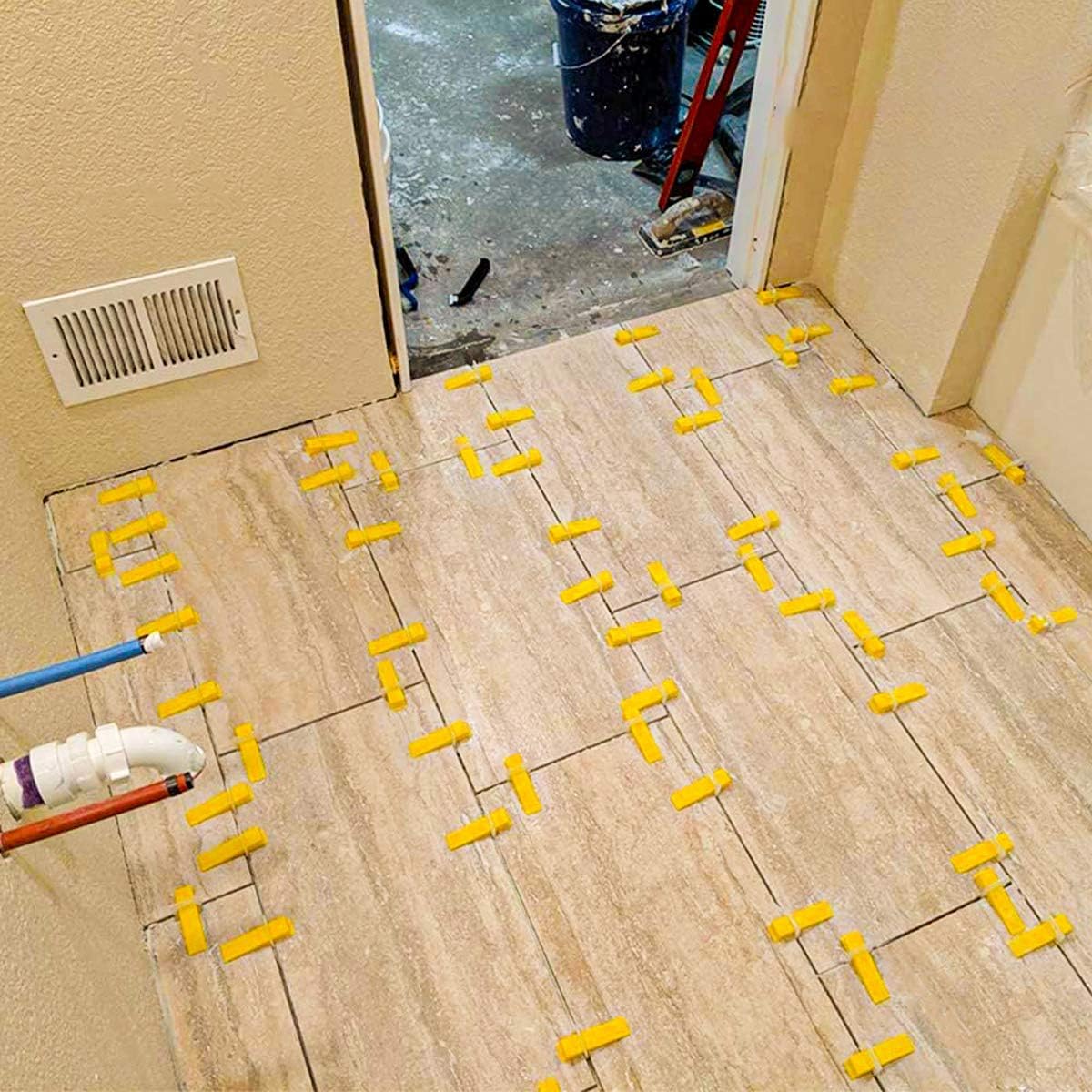 Sistema de nivelación de azulejos de 1/8 pulgadas, 4000 piezas, espaciador nivelador de azulejos, sistema de nivelación de azulejos para azulejos de cerámica y piedra, fácil instalación (4000, 1/8
