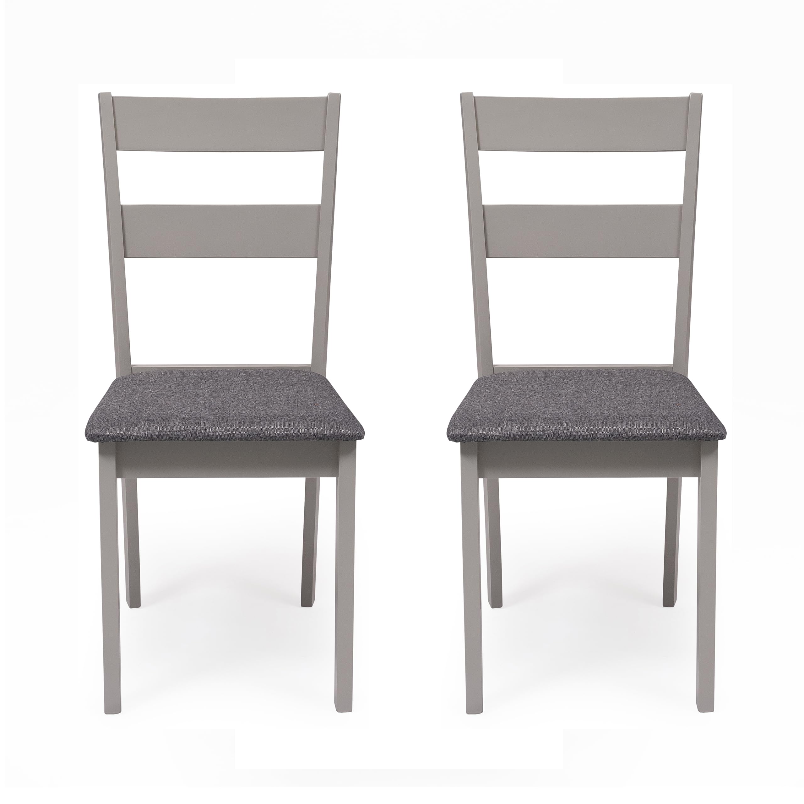 Homely - Conjunto de Comedor Dallas Grey | Mesa de Cocina Redonda Extensible de 90 cm (17,5/55 / 17,5) cm. | Mesa con 2 alas abatibles | 2 sillas de Cocina/Comedor de Madera Lacado en Gris