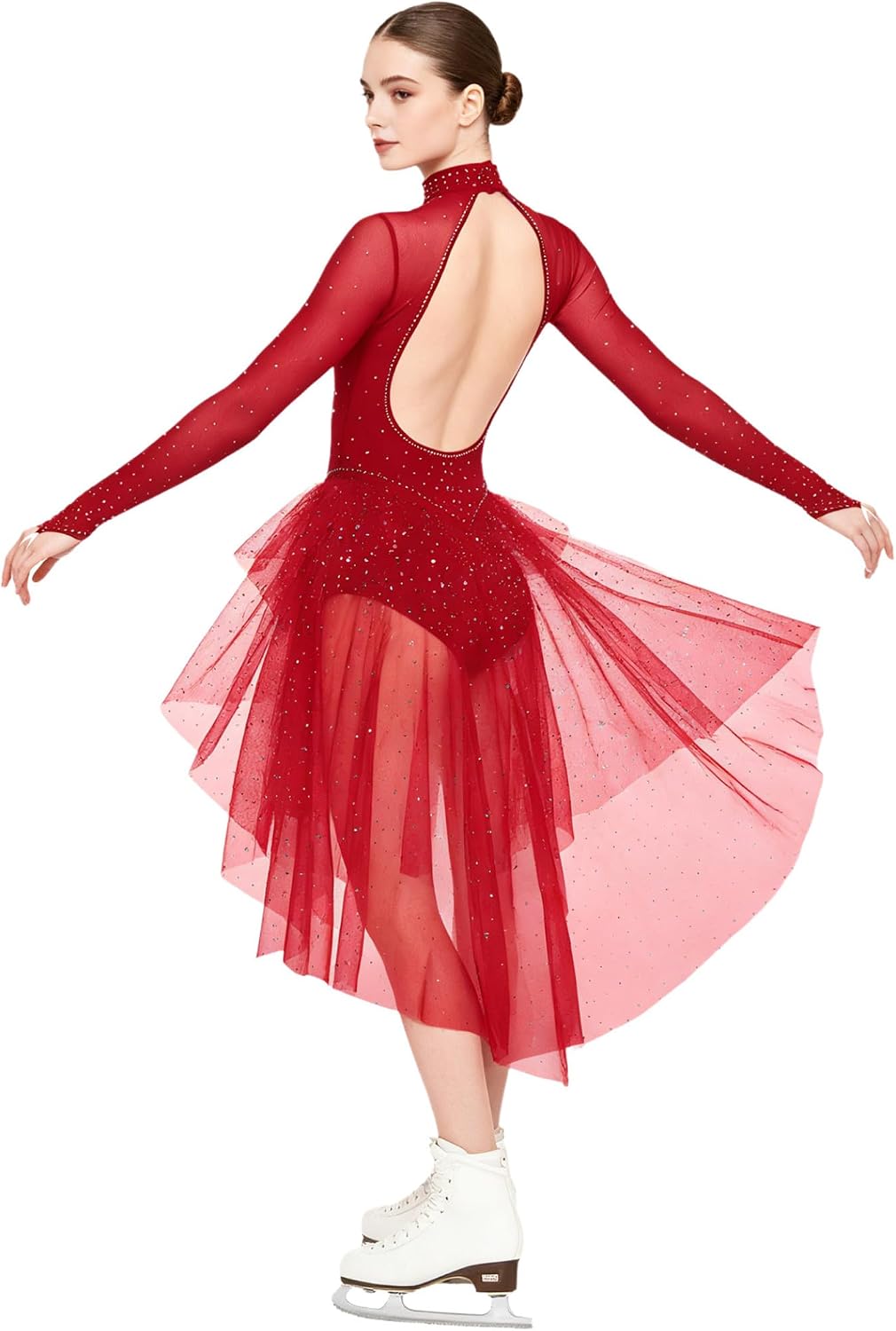 Women Shiny Rhinestones Skating Competition Wear