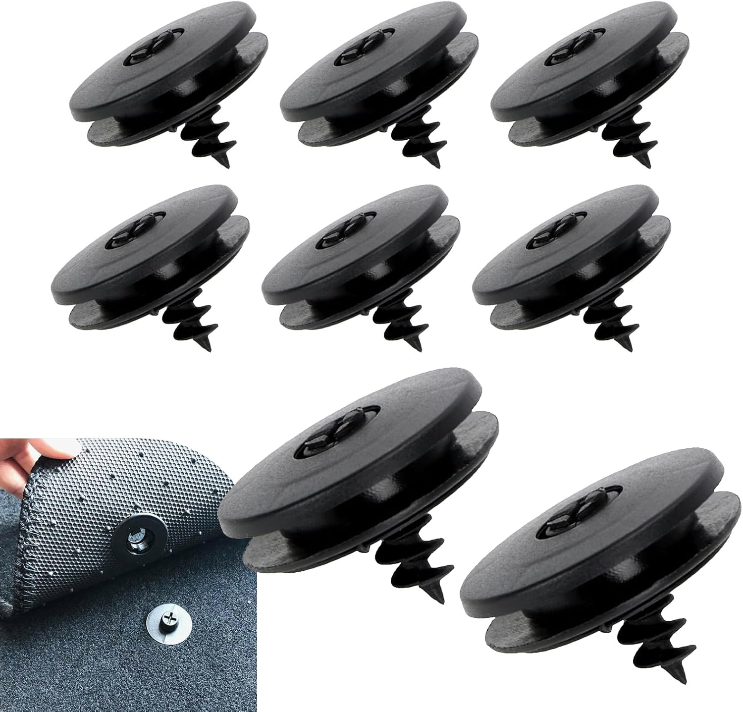 8 PCS Car Floor Mat Clips, Automotive Carpet Clips Holder Clamps, Suitable for Most Cars Trucks (Black)