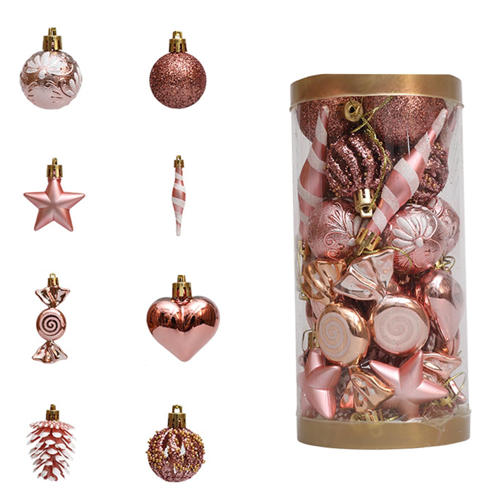 Tsophreniq 31Pcs Assorted Christmas Tree Baubles Set Festives Holidays Ornament Decoration Stylish Seasonal Embellishment Festives Decoration