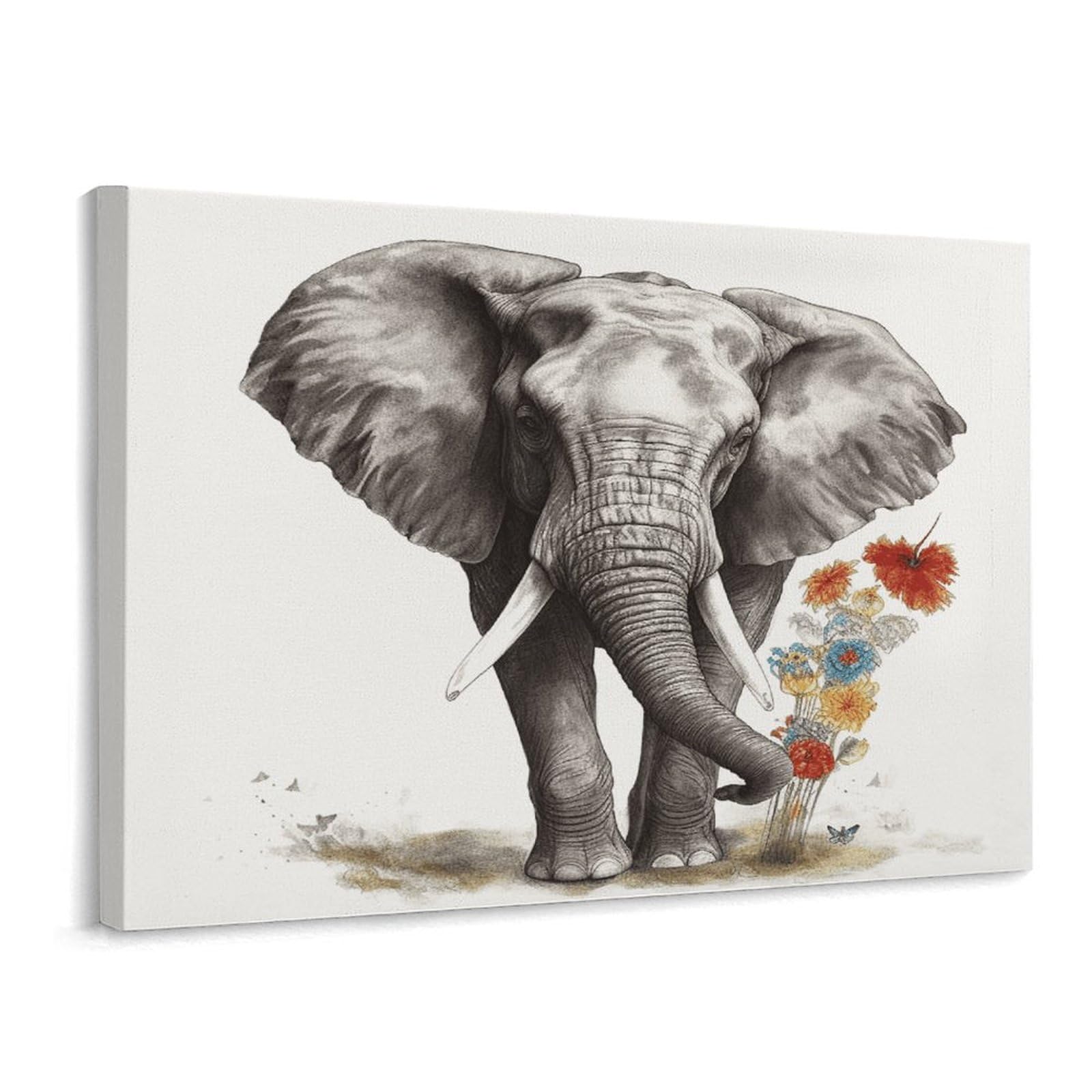 Fodpand Frame-Style Elephant5 Bathroom Wall Art Canvas Prints, Artwork For Walls For Living Room Hallway Stair Office Wall Decor, Pictures Home Decor 15.7X11.8 Inch