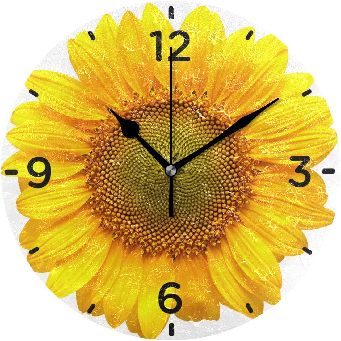 Yellow Sunflower Wall Clock Battery Operated Decorative