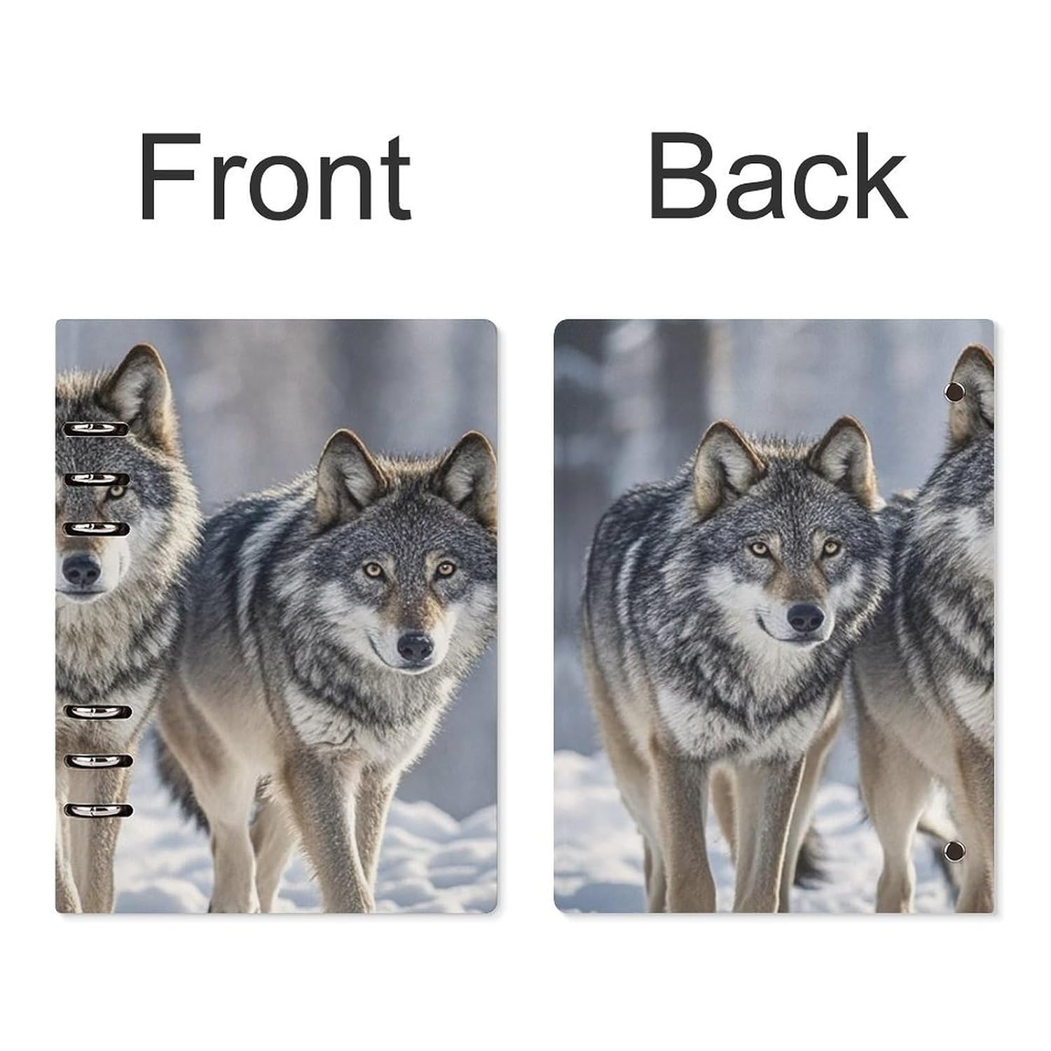 FekiLoot Pack of Wolves Notebook 6 Ring Binder Notebooks PU Leather Binder Journal Refillable A5 Journal Notebook Vintage Planner Travel Diary for Home Office & Gift 6.9”x 9” image 3