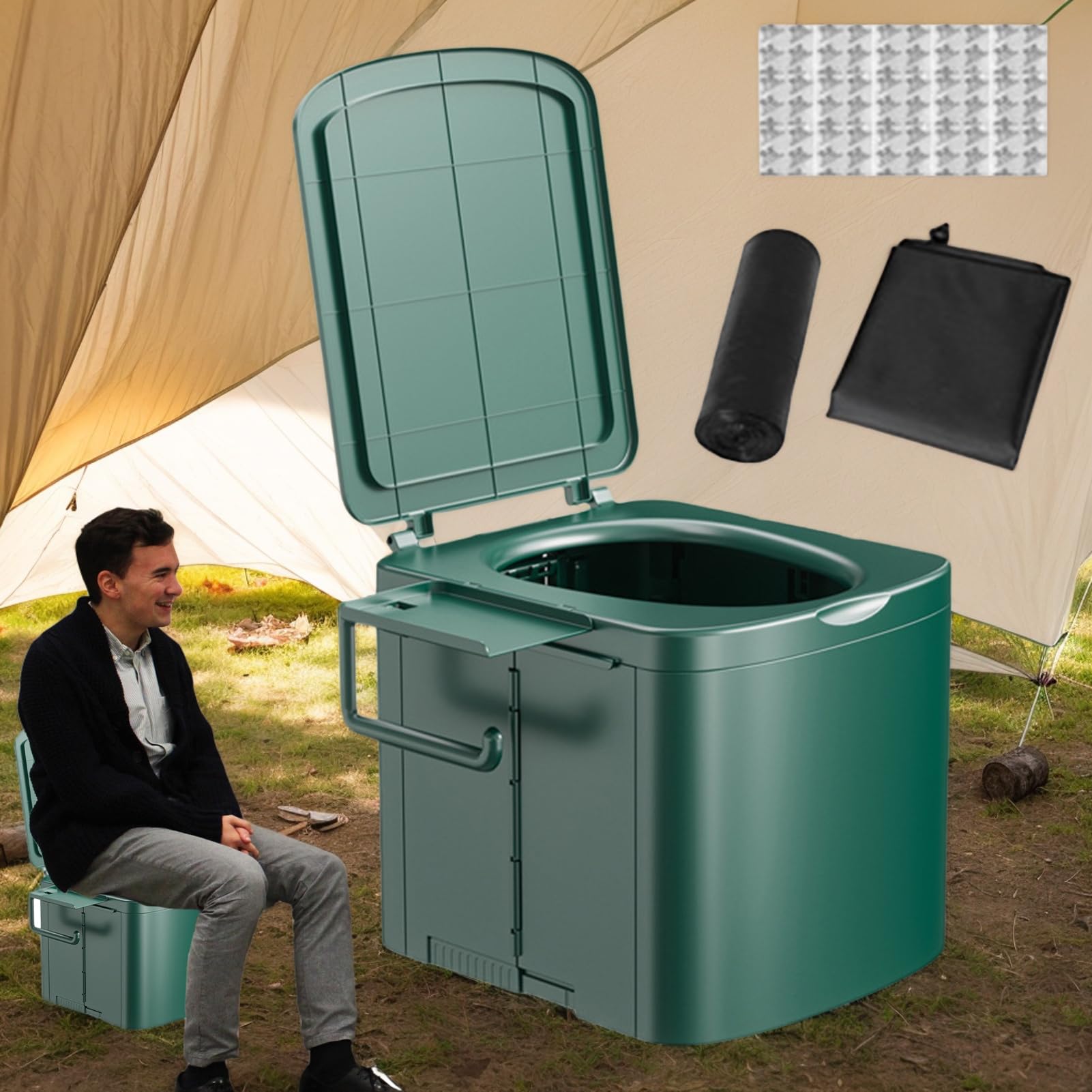 Orinal Inodoro Portátil Para Viajar Inodoro Plegable Compacto Resistente | Inodoro Portátil De Viaje para Aire Libre Senderismo Mochila Viajes Tienda Playa Coche Camión Atascos Hoga