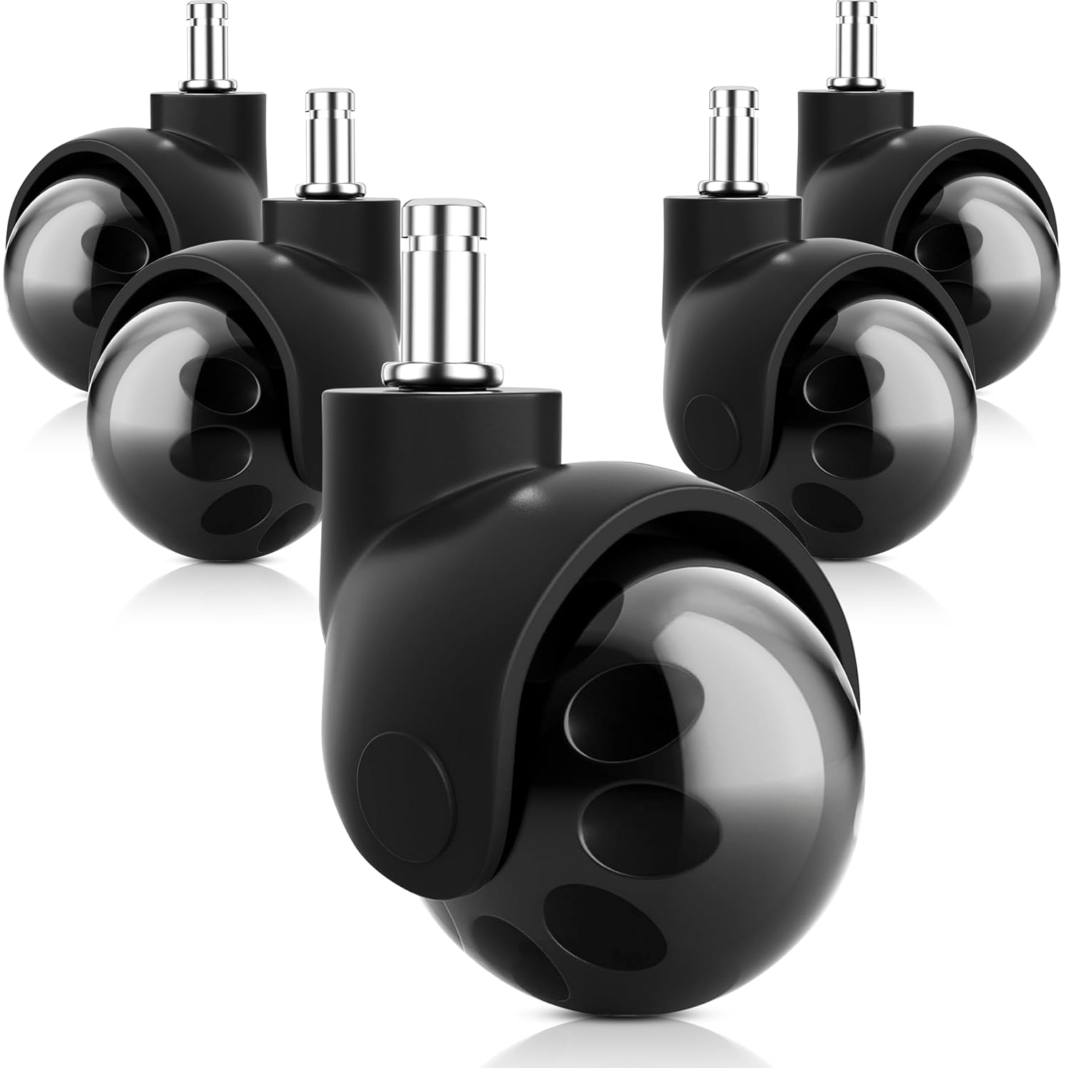 Office Chair Replacement Wheels, Heavy Duty Computer Gaming Desk Chair Rubber Casters - Universal Fit, Safe for All Floor Including Hardwood and Carpet, Quiet and Smooth Gliding, 2 Inch