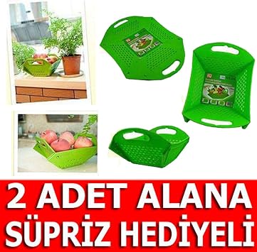 Fruit Basket Plate with Foldable Strainer Practical 2 Function Fruit Vegetable Strainer Basket Bread Holder