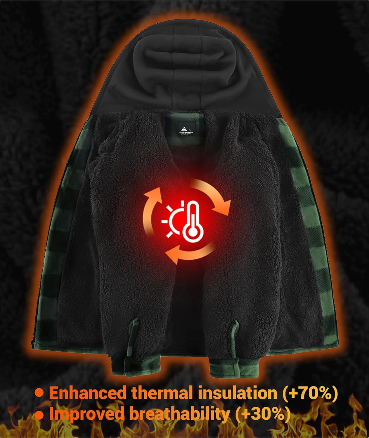 ZITY Boys Flannel Jacket Sherpa Lined Hoodies Zip Up Fleece Plaid Shirt Unisex Winter Coat Kids Outerwear 6-15 Years - Image 3