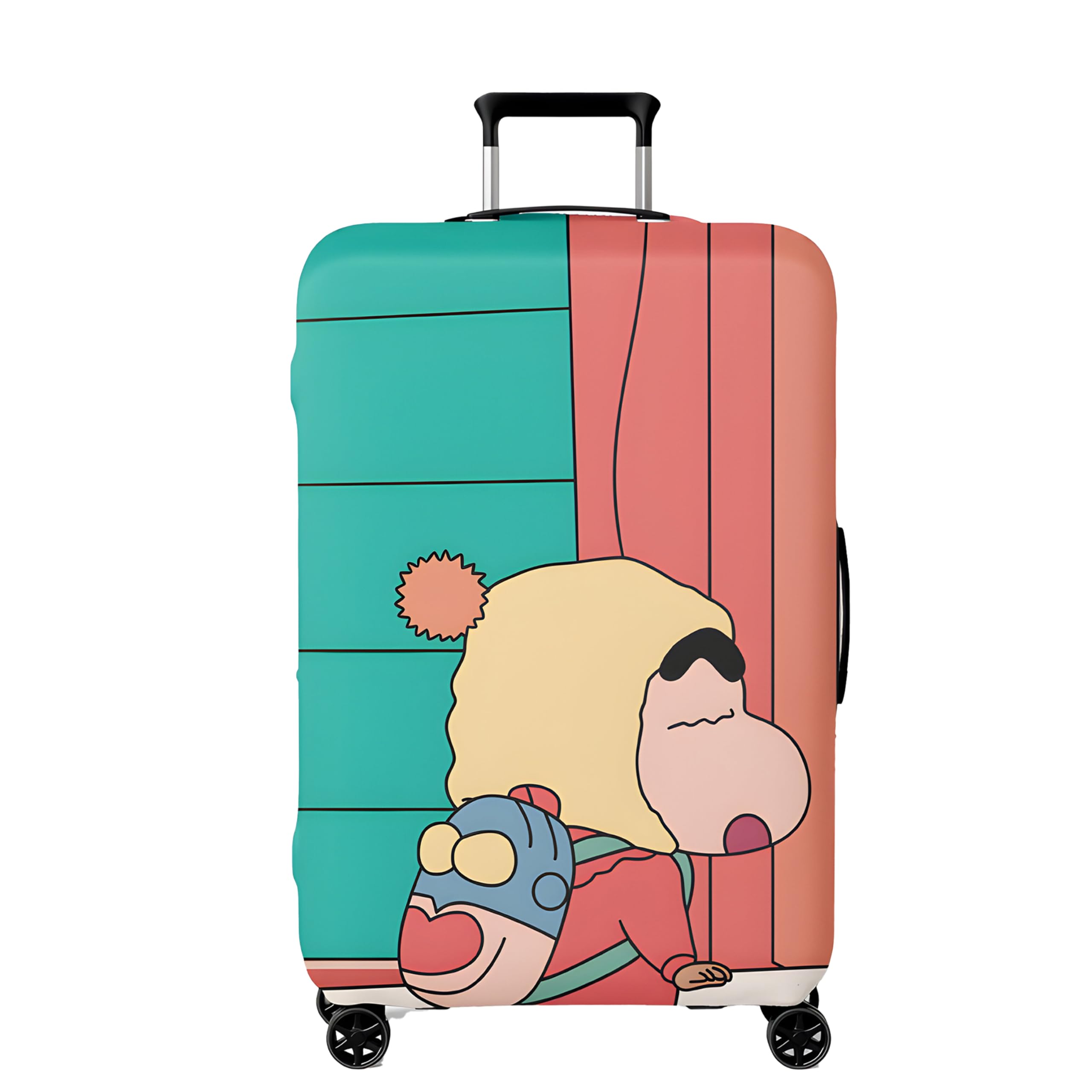 Printed Luggage Cover – Suitcase Cover with Double Opening Design,Travel Suitcase Cover for Protection, Protective Elastic Trolley Cover, Travel Bag Cover with Shinnosuke Print Design(Medium)-image-1