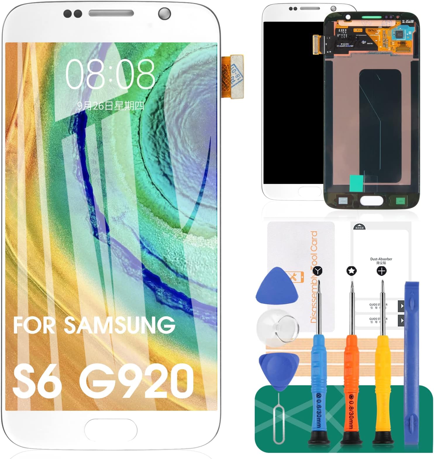 SRJTEK OLED for Samsung Galaxy S6 Screen Replacement for Galaxy S6 LCD Replacement for Galaxy S6 Display for G920 G920A G920i G920T G920F G9200 Digitizer Touch Screen Assembly Repair Parts Kits