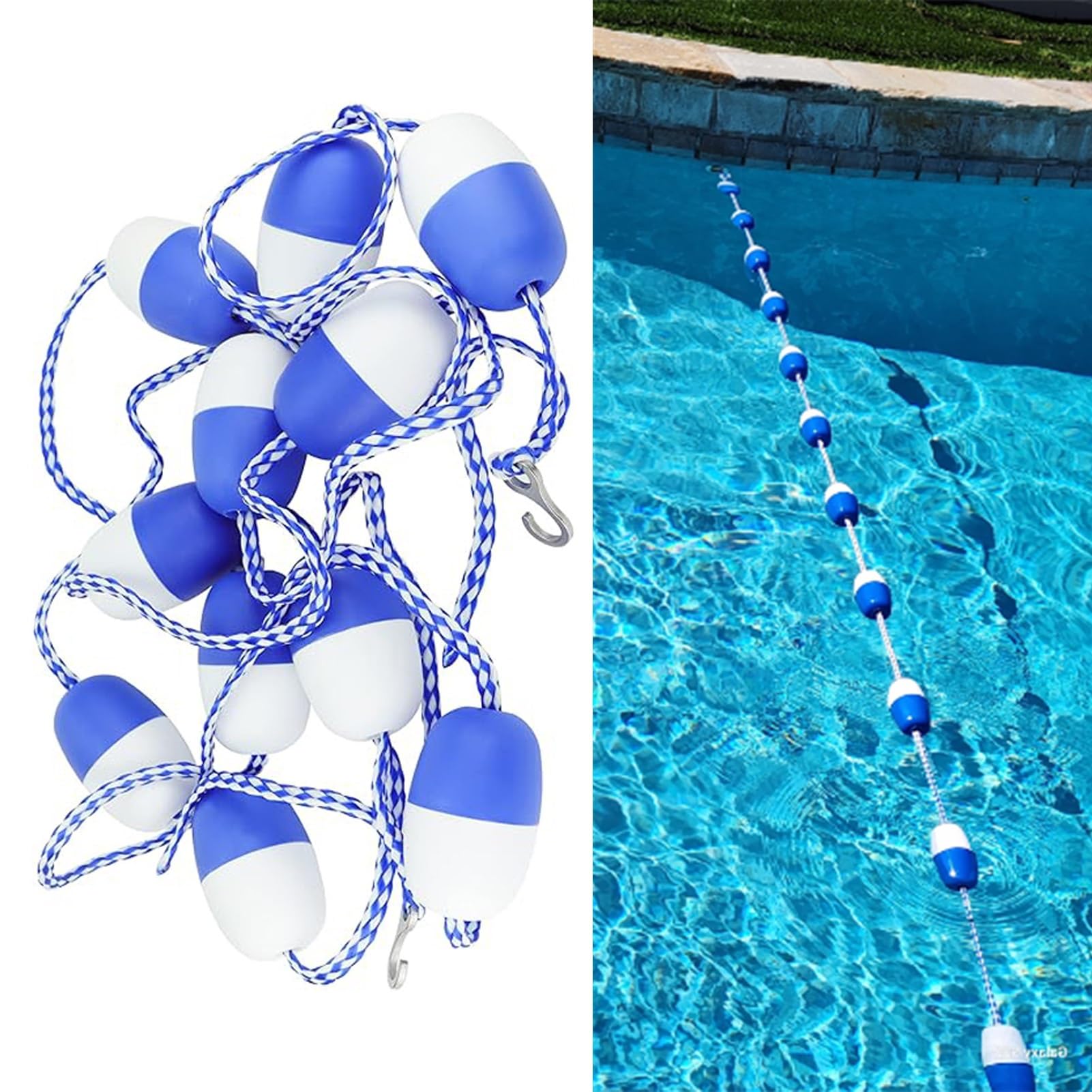 Pool Rope Floats to Divide Pool, Portable Buoy Marker Line for Shallow and Deep End, 3.3ft-33ft Long Floating Cordon Lanes for Inground Swimming (Size : 4m/13.1ft)