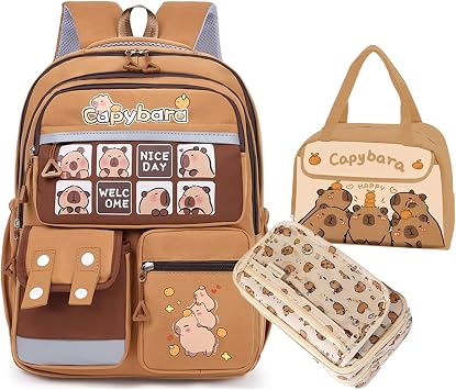 Capybara Backpack Kawaii Capibara Multipurpose Bag Cute Animal Mochila De Capybara for Daily Casual Travel Daypack Capivara Capibara Kapibara Cabybara Captbara bara Funny Backpack Brown1