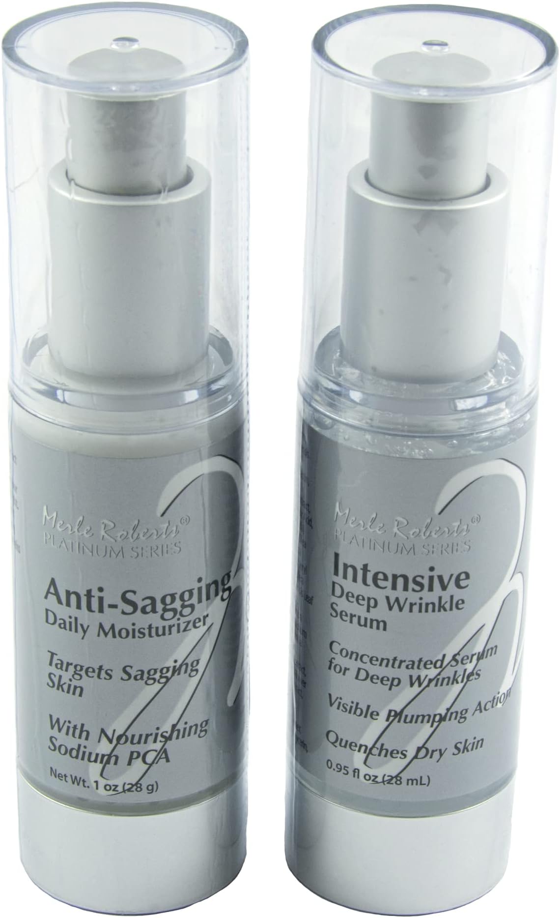 Merle Roberts, Platinum Series, Anti-Aging (2pk), Intensive Deep Wrinkle Serum (PM) (0.95 Oz.) & Moisturizer BUY ONE GET ONE FREE