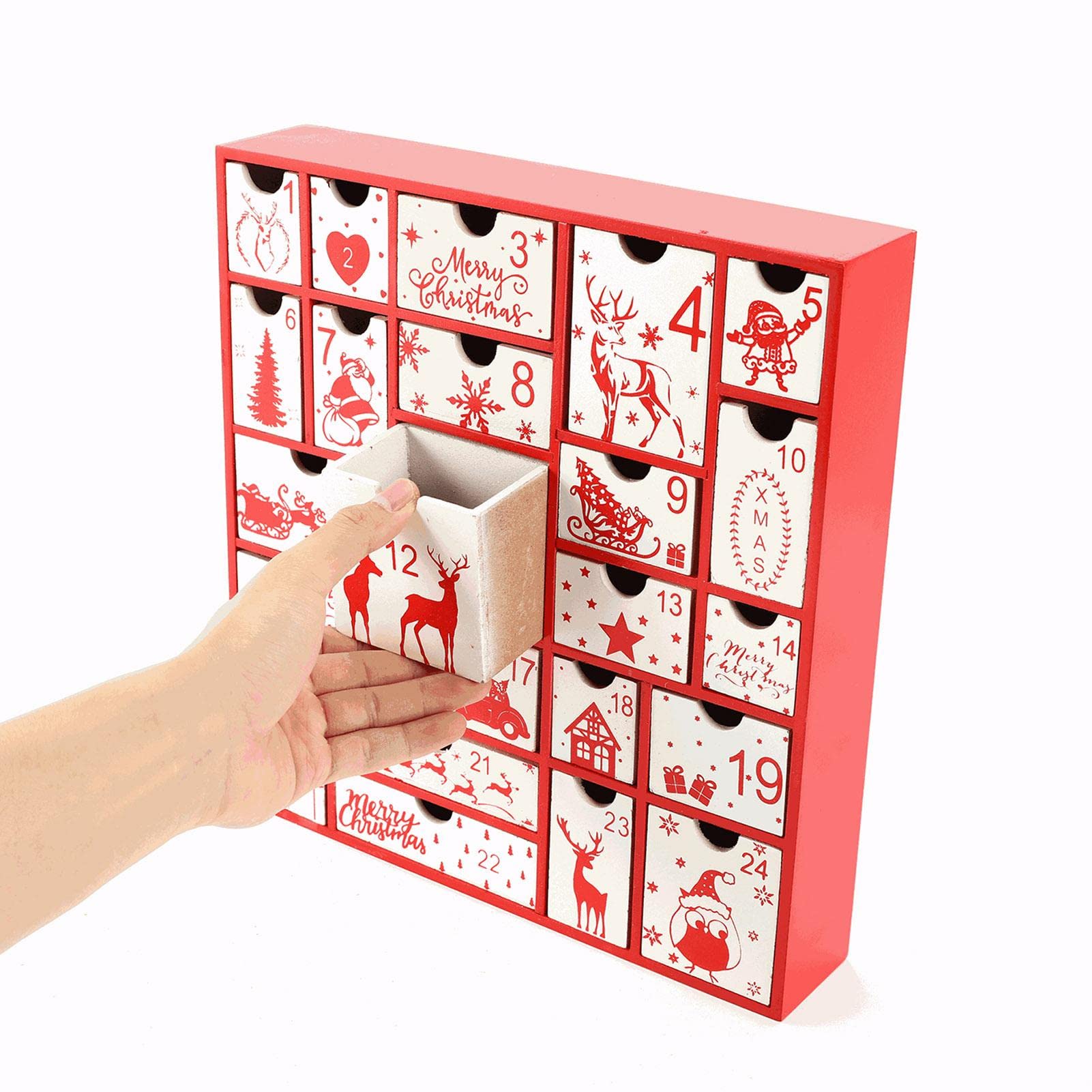 Yeeda Calendario de Adviento de Navidad, relleno de 24 cajones, calendario de Navidad, calendario de Adviento, caja de regalo de caramelos para niños, niños, niñas | de Navidad, calendario de Adviento, de regalo de caramelos para niños, niños, niñas