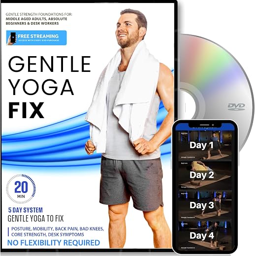 Gentle Yoga Fix - Simple Strength Foundations For Older Adults To Fix Posture, Desk Related Pain, Back Aches, Energy Levels, Core Strength, and Stress | Complete 5 Day System, 20 Min or Less Per Day