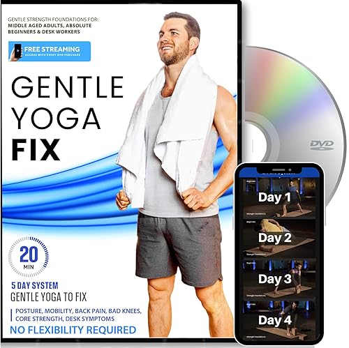 Yoga Fix - Gentle Yoga For Seniors, Middle-Aged Adults, and Beginners To Fix Posture, Back Pain, Core Strength, and Stress 20 Minutes Per Day System