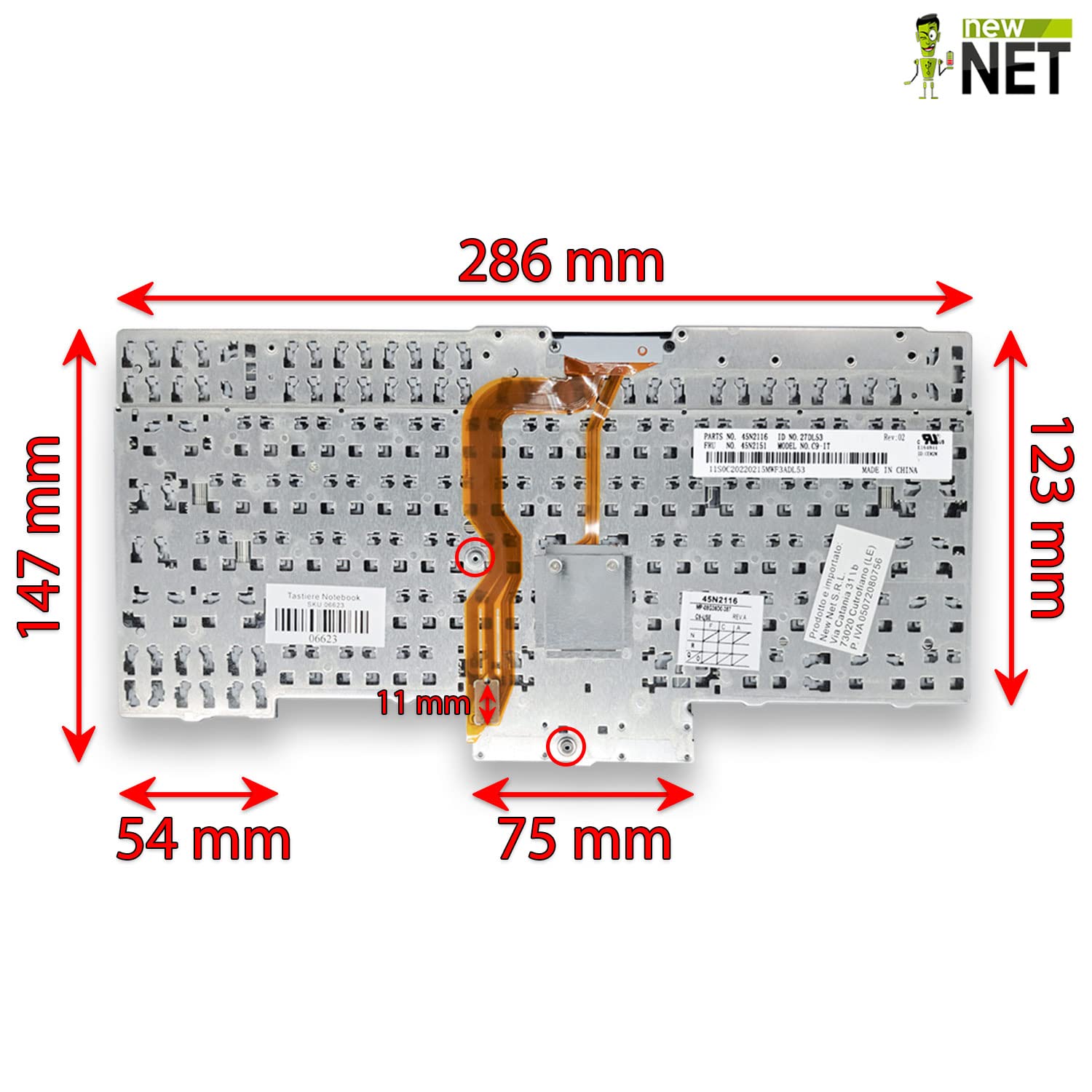 new net - Tastiera Compatibile con Notebook Lenovo ThinkPad T420 4178 4179 4180 4236 4238 [Colore Nero - Trackpoint - Layout ITA]