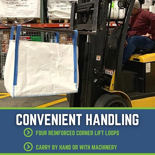 Miniatura 4 de DURASACK Heavy Duty Builder's Bag - Bolsas de basura de polipropileno tejido blanco de 100 galones para demostración y construcción, soporta hasta