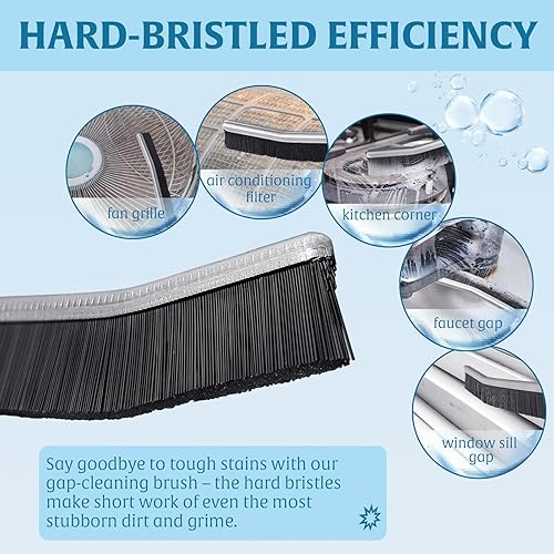Miniatura 2 de 4 cepillos de limpieza para huecos de grietas, cepillos de limpieza de hendiduras difíciles de alcanzar para limpiar el baño, mango largo y cepillo