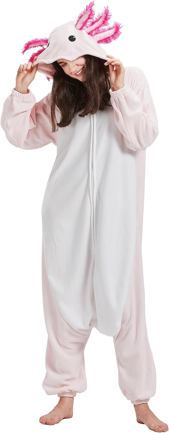 Unisex Axolotl Onesie Adult Pajamas, Halloween Costume Cosplay Pajamas One Piece Sleepwear Homewear - Image 3