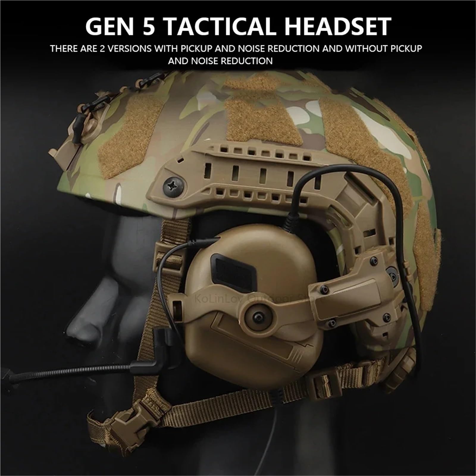 GEN 5 Taktisches Headset 2-in-1-Gehörschutz Mit Universal-Schienenadaptern For Standard-Bogen- Und T-Schlitz-Helmschienen