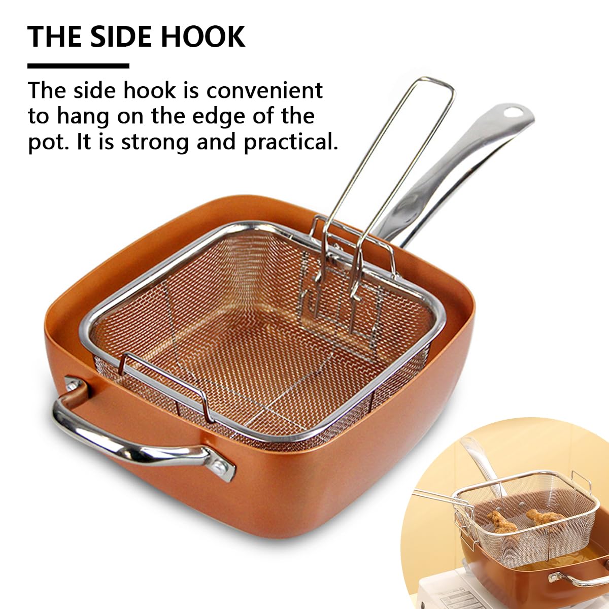 Cesta de acero inoxidable para freír, malla de alambre redonda para freír patatas fritas, cesta multifuncional plegable con asas plegables para cocina, freír pastas y espaguetis
