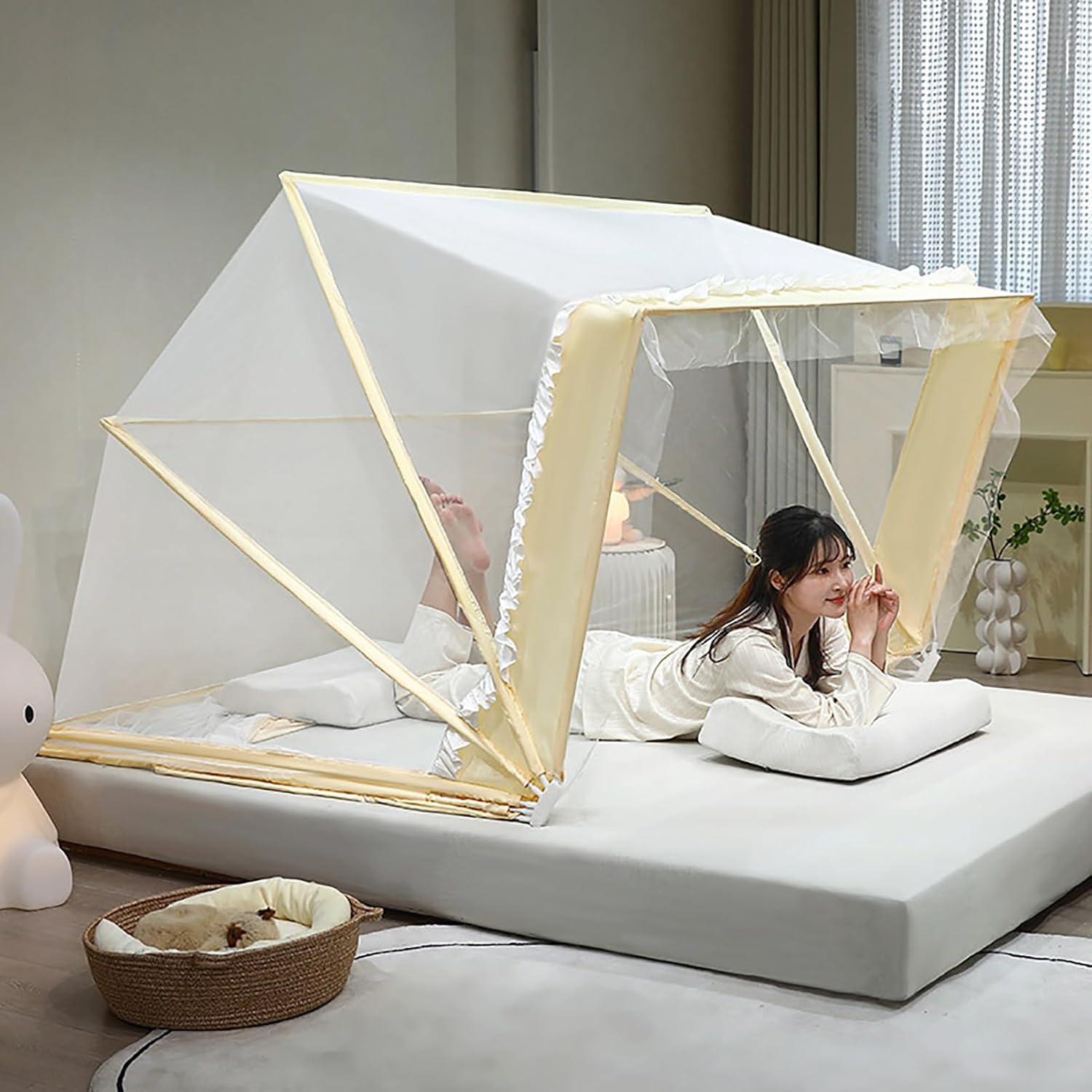 Mosquito Net Tent - Portable Lightweight Transparent Canopy Curtains, Folding Design for Outdoor Use, 80x190cm