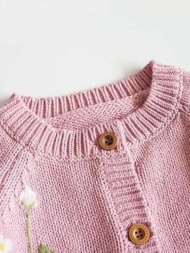 Lamgool Little Girls Cardigan Sweater Cotton Embroidered Long Sleeve Knitted Outwear Coat 5-6Y #TOP1