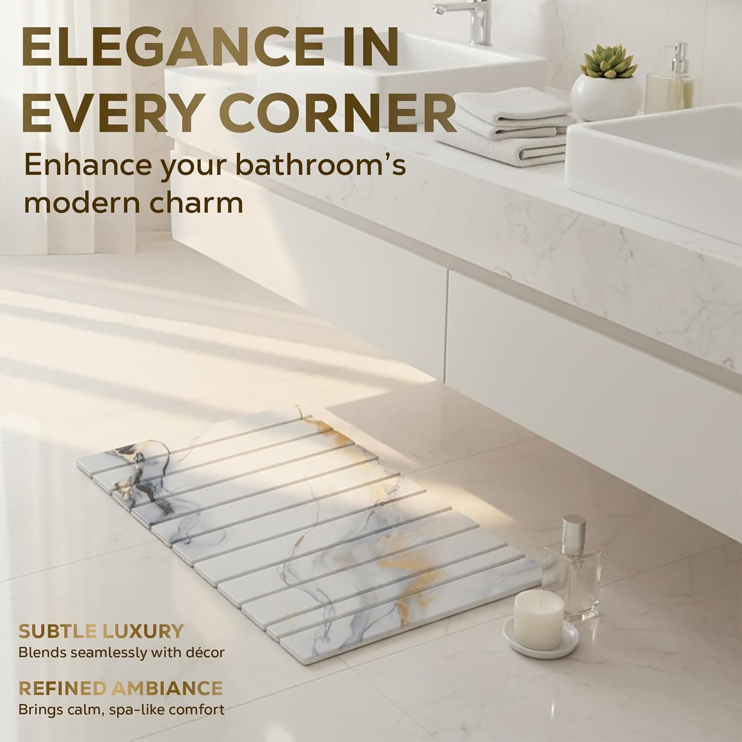 Foldable Stone Bath Mat - 24''x16'' Super Absorbent Diatomaceous Earth Bath Mats, Bathroom Mat Quick Dry, Non-Slip, Compact, Easy to Store and Clean. - Image 6