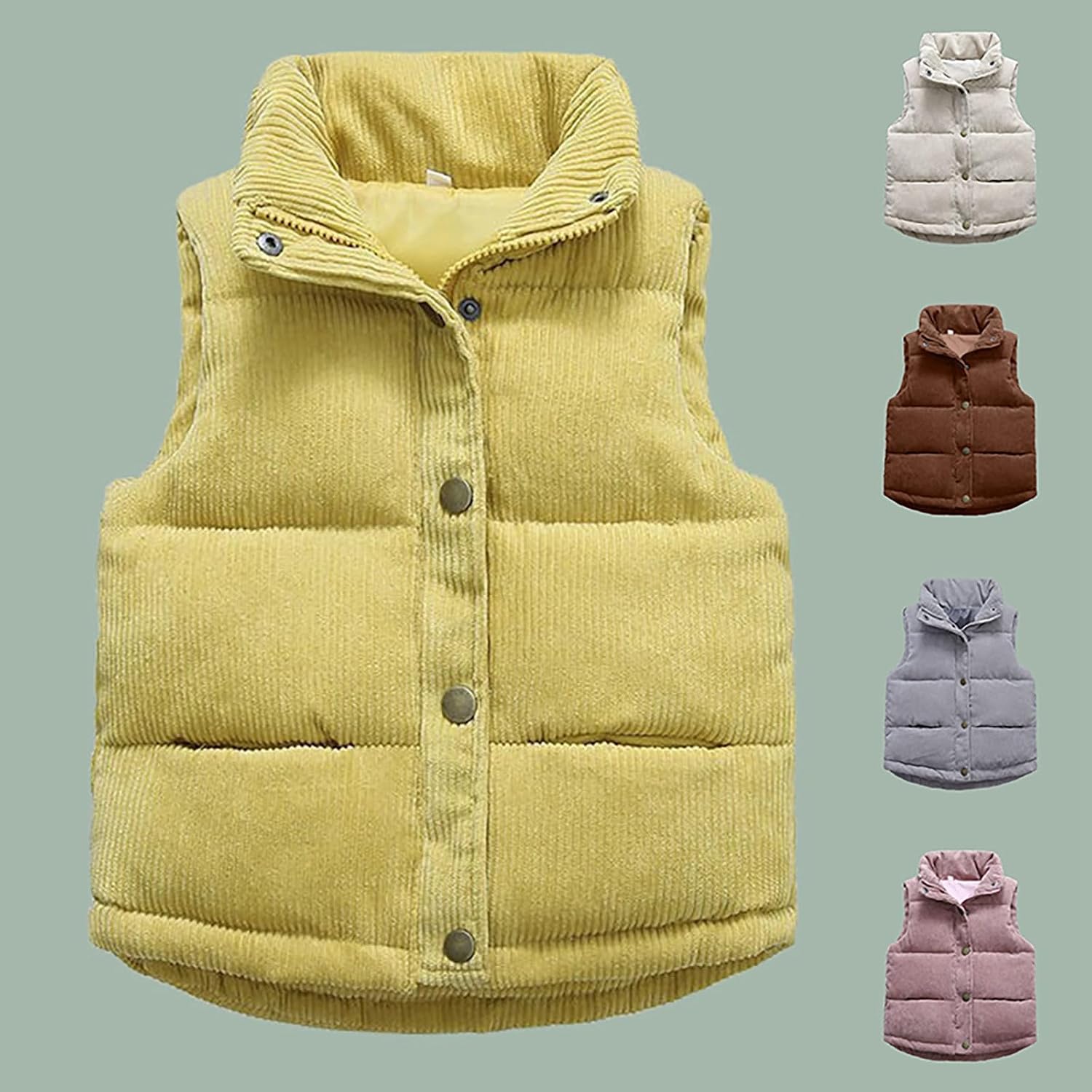 Girls and Toddler's Puffer Vest - Sleeveless Corduroy Jacket Winter Coat Baby Down Coat Padded Quilted Vest Waistcoat