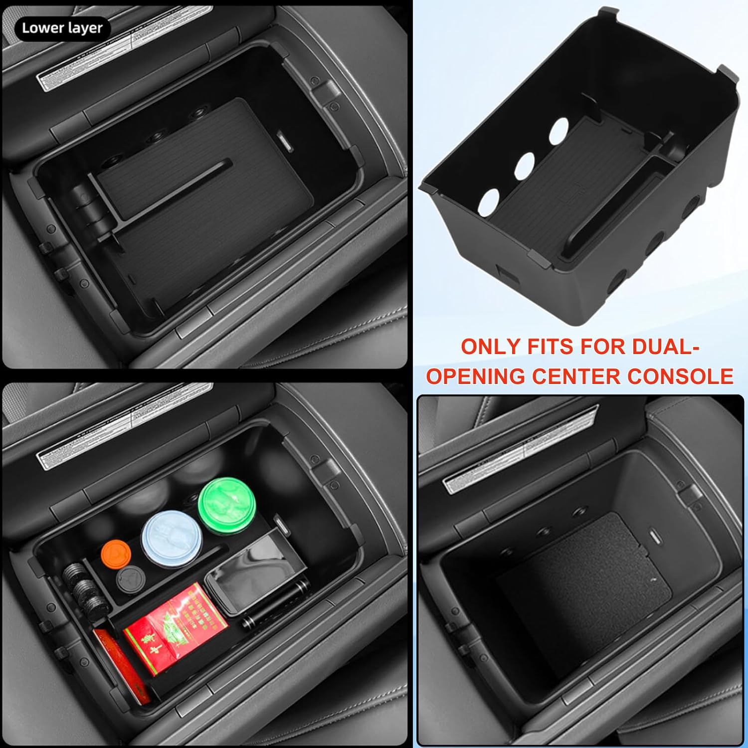 For New 2026 Hyundai Palisade Calligraphy Center Console Organizer Tray Double Layer Middle Armrest Storage Compartment Interior Accessories - (Only for Dual-Opening Center Console)