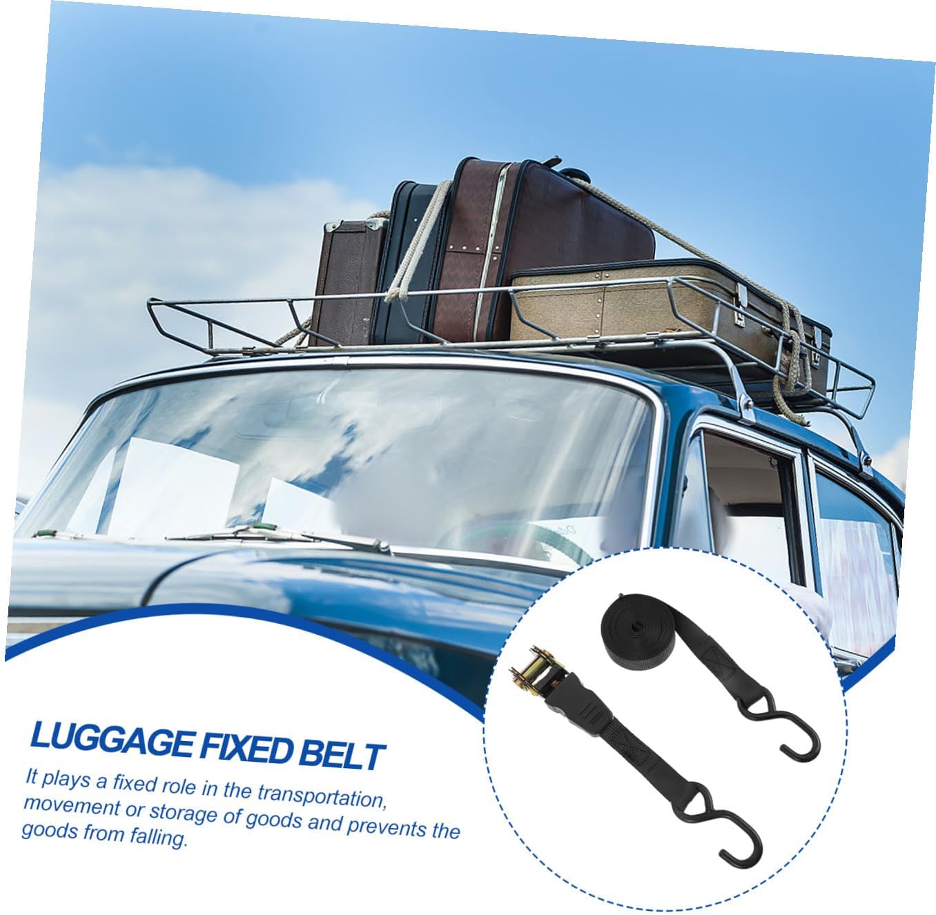2sets Tow Strap Ratchet Belt Luggage Straps Car Luggage Fixing Belt Cargo Tightening Rope